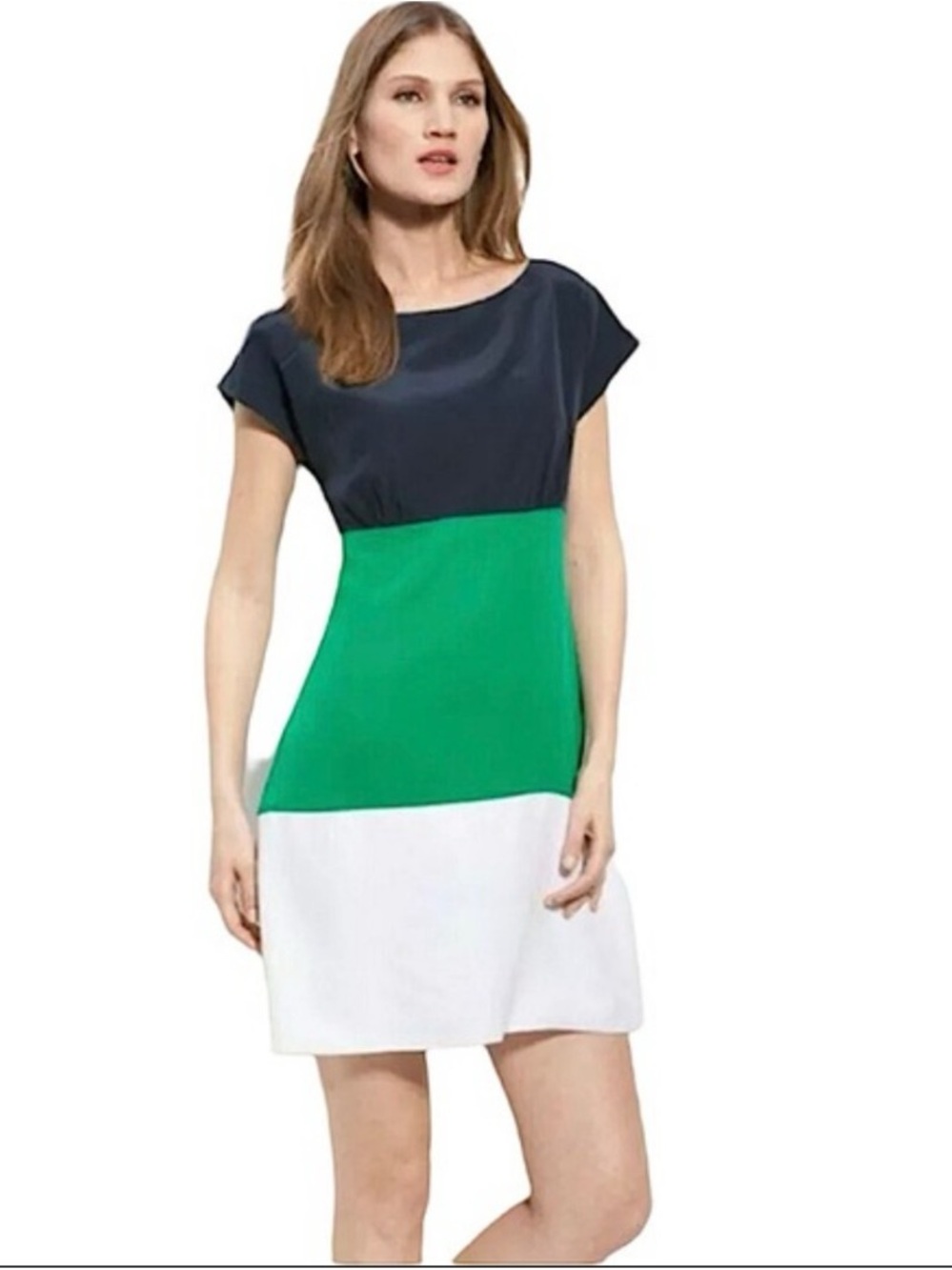 Eliza J Colorblock Dress Black Green Cream Cap Sleeve Women Size 6